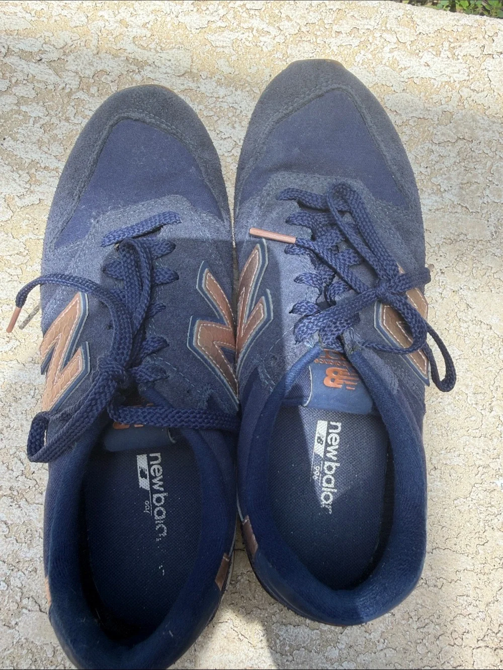 New Balance Women's Navy Sneakers with Metallic Rose Accents